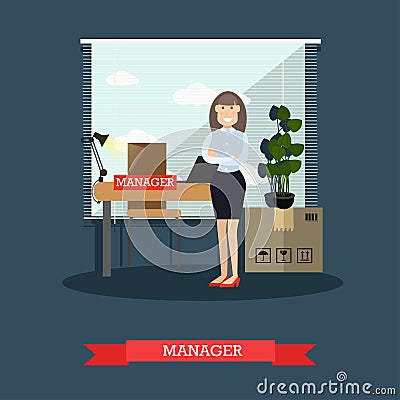 Vector flat illustration of postal service manager Vector Illustration