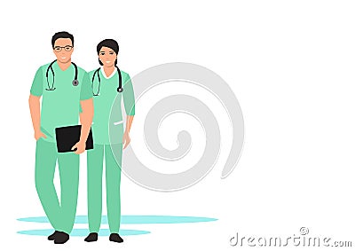 Vector flat illustration - several doctors in full growth Vector Illustration