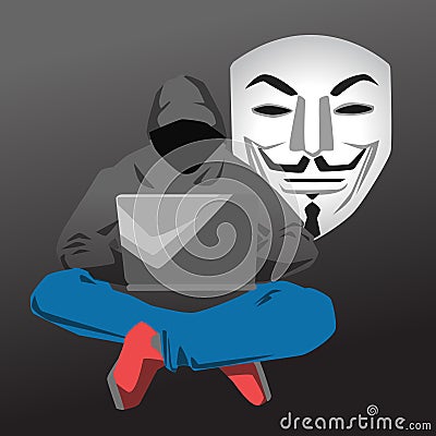 Hacker is using computer to attack vector illustration Vector Illustration