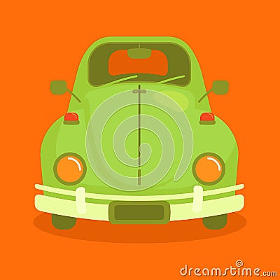 Vector flat image retro beetle car. Flat style vector illustration Vector Illustration