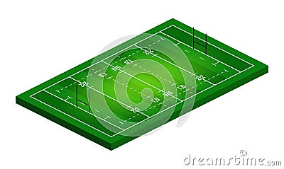 Vector flat isometric view of rugby field illustration. Abstract isometric sport illustration Vector Illustration