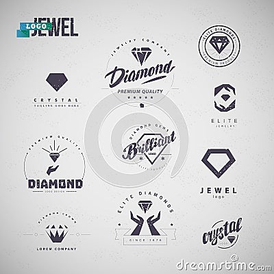 Vector flat jewelry logo isolated on white background. Vector Illustration