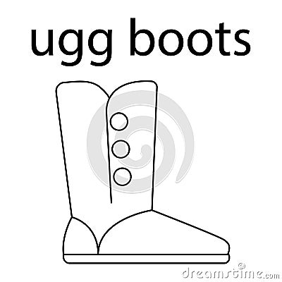 Vector flat line icon of woomen designer style ugg boots Stock Photo