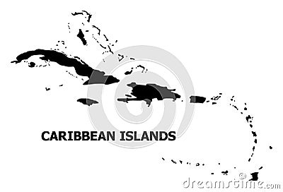 Vector Flat Map of Caribbean Islands with Name Vector Illustration