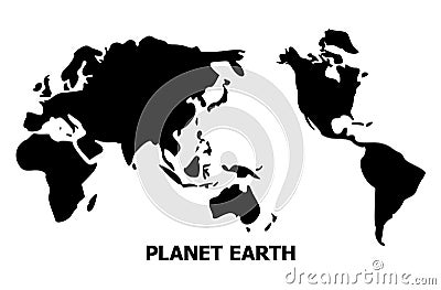 Vector Flat Map of Earth with Name Vector Illustration