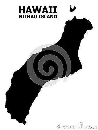 Vector Flat Map of Niihau Island with Caption Vector Illustration