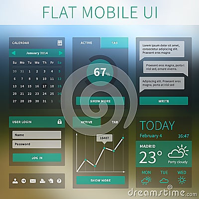 Vector flat Mobile Web UI interface Vector Illustration