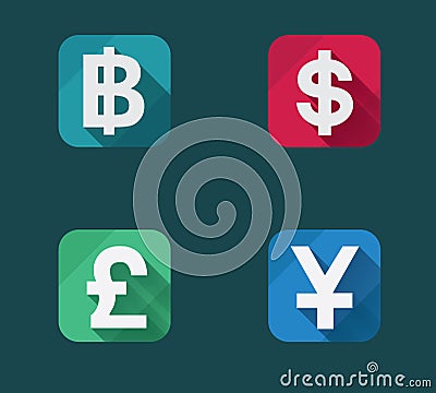 Vector flat money icons set Vector Illustration
