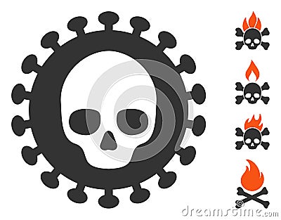 Vector Flat Mortal Virus Icon with Bonus Icons Vector Illustration