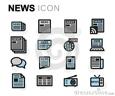 Vector flat news icons set Vector Illustration