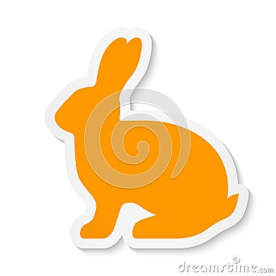 Vector flat orange rabbit sticker icon isolated on white background Vector Illustration