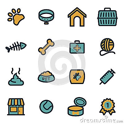 Vector flat pet icons set Stock Photo