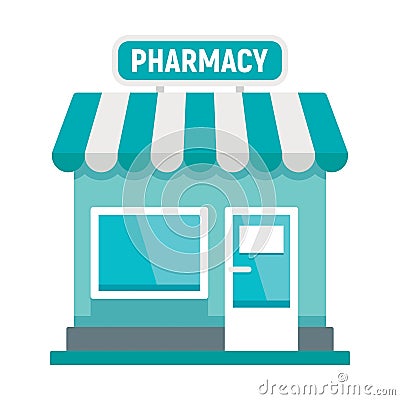 Vector flat pharmacy city building exterior front view illustration Vector Illustration