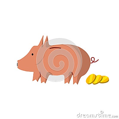 Vector flat piggy bank illustration design Vector Illustration