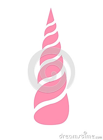 Vector flat pink cartoon unicorn horn icon Vector Illustration