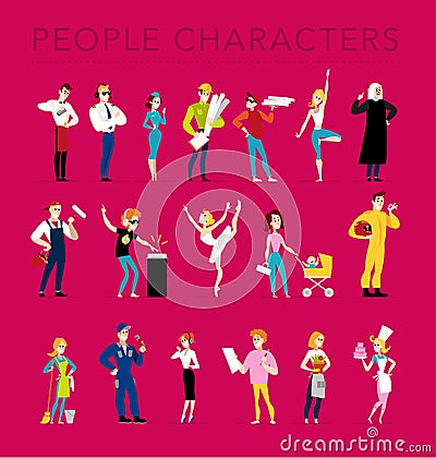 Vector flat profession characters. Vector Illustration