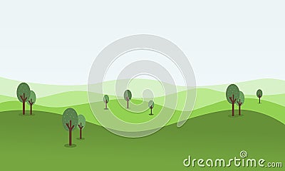 Vector flat of rolling hill landscape Vector Illustration