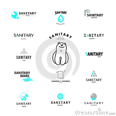 Vector flat sanitary and hygienic company insignia template. Vector Illustration