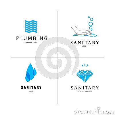 Vector flat sanitary and hygienic company insignia template. Vector Illustration