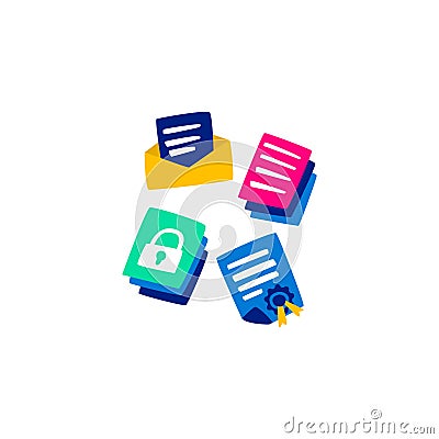 Vector Flat set protecting personal data hacking. Vector Illustration