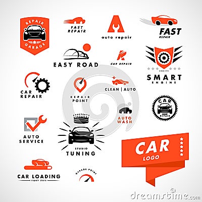 Vector flat simple minimalistic car logo. Vector Illustration