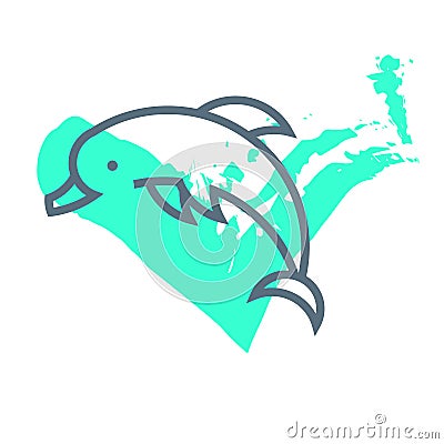 Vector flat simple minimalistic dolphin logo. Vector Illustration