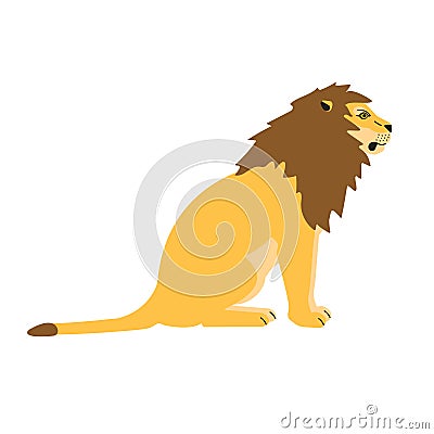 Vector flat sitting lion Vector Illustration