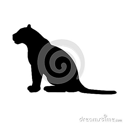 Vector flat sitting tiger silhouette Vector Illustration