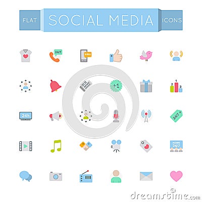 Vector Flat Social Media Icons Vector Illustration