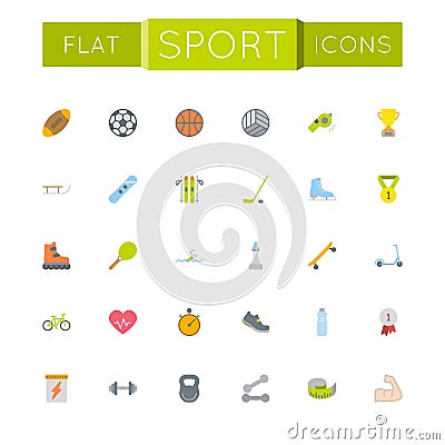 Vector Flat Sport Icons Vector Illustration