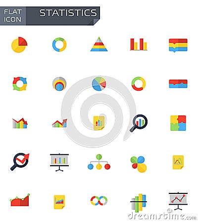 Vector flat statistics icons set Stock Photo