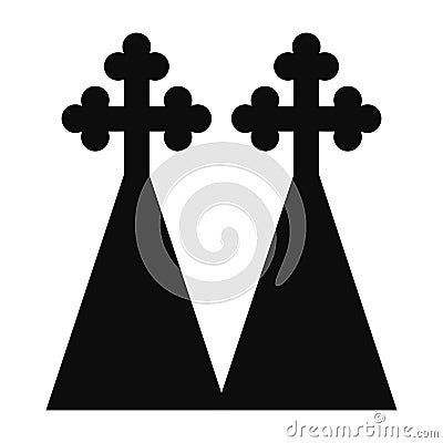 Steeple with christian cross icon Vector Illustration