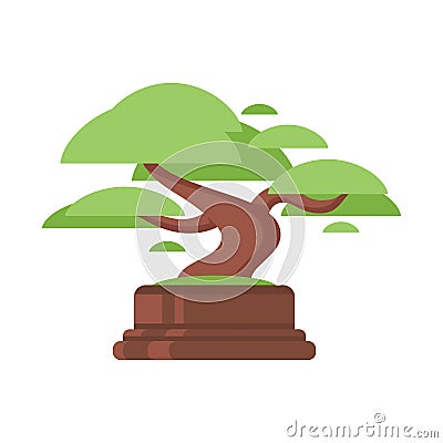 Vector flat style illustration of bonsai tree. Vector Illustration