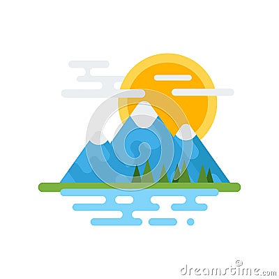 Vector flat style illustration of Canadian mountain. Vector Illustration