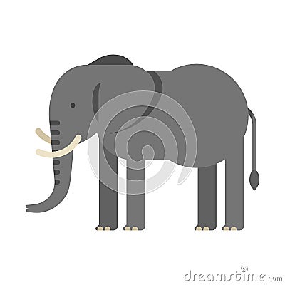 Vector flat style illustration of elephant. Vector Illustration