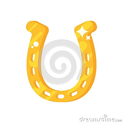 Vector flat style illustration of golden horseshoe. Vector Illustration