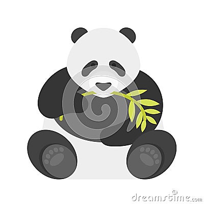 Vector flat style illustration of panda. Vector Illustration