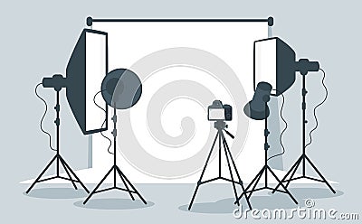Photo equipment in photography studio Vector Illustration