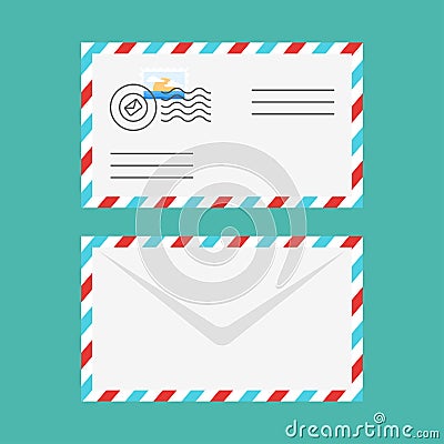 Vector flat style illustration of postal envelope. Vector Illustration