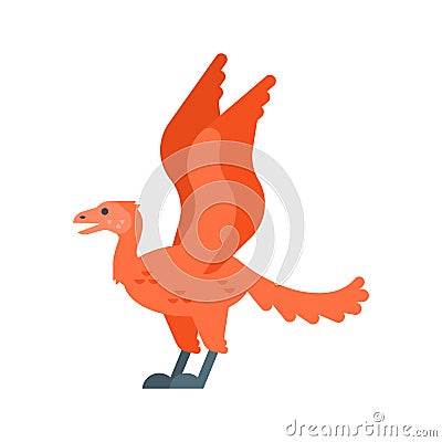 Vector flat style illustration of prehistoric animal - Archaeopteryx. Vector Illustration