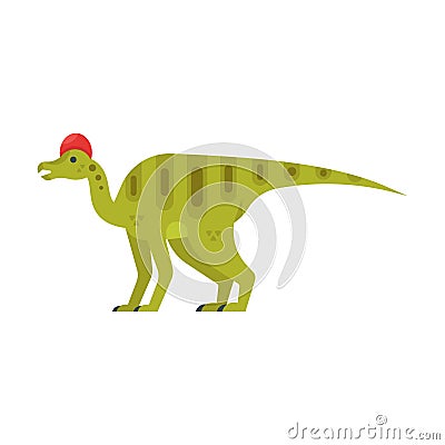 Vector flat style illustration of prehistoric animal - Corythosaurus. Vector Illustration