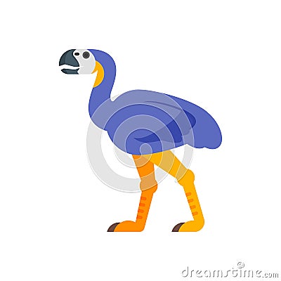 Vector flat style illustration of prehistoric animal - diatryma. Vector Illustration