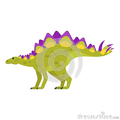 Vector flat style illustration of prehistoric animal - Stegosaurus. Vector Illustration