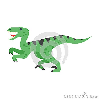 Vector flat style illustration of prehistoric animal - Velociraptor. Vector Illustration