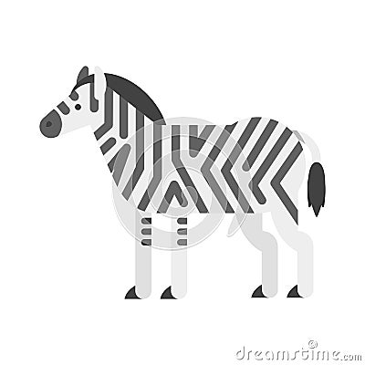 Vector flat style illustration of zebra. Vector Illustration