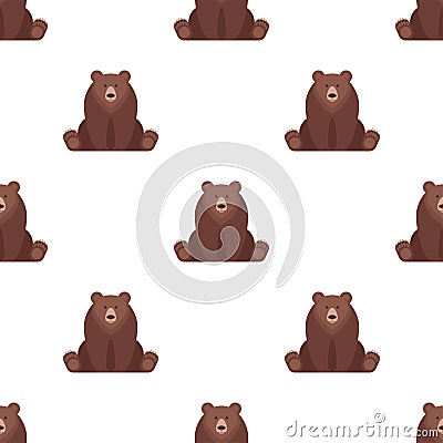 Vector flat style seamless pattern with bear. Vector Illustration