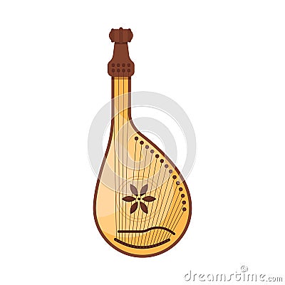 Vector flat style Ukrainian traditional musical instrument bandura. Vector Illustration