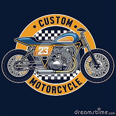 Flat tracker motorcycle badge Vector Illustration