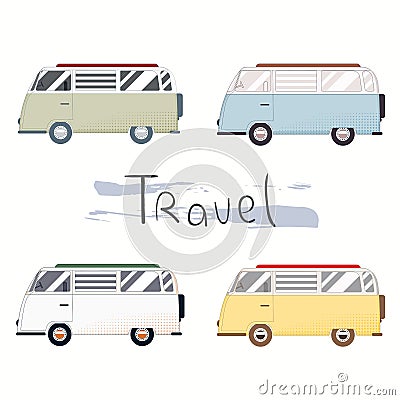 Vector flat web banner on the theme of Road trip. Vector Illustration