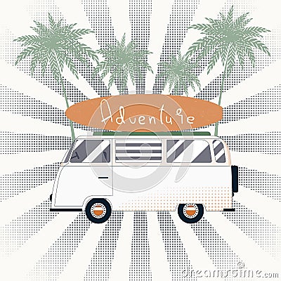 Vector flat web banner on the theme of Road trip. Vector Illustration